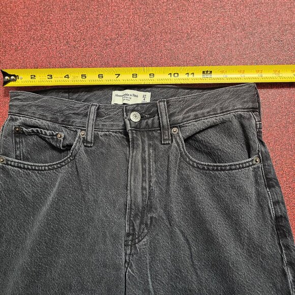 Abercrombie & Fitch The Wide Leg High Rise Jeans 27 Washed Black Casual Relaxed - Picture 6 of 9
